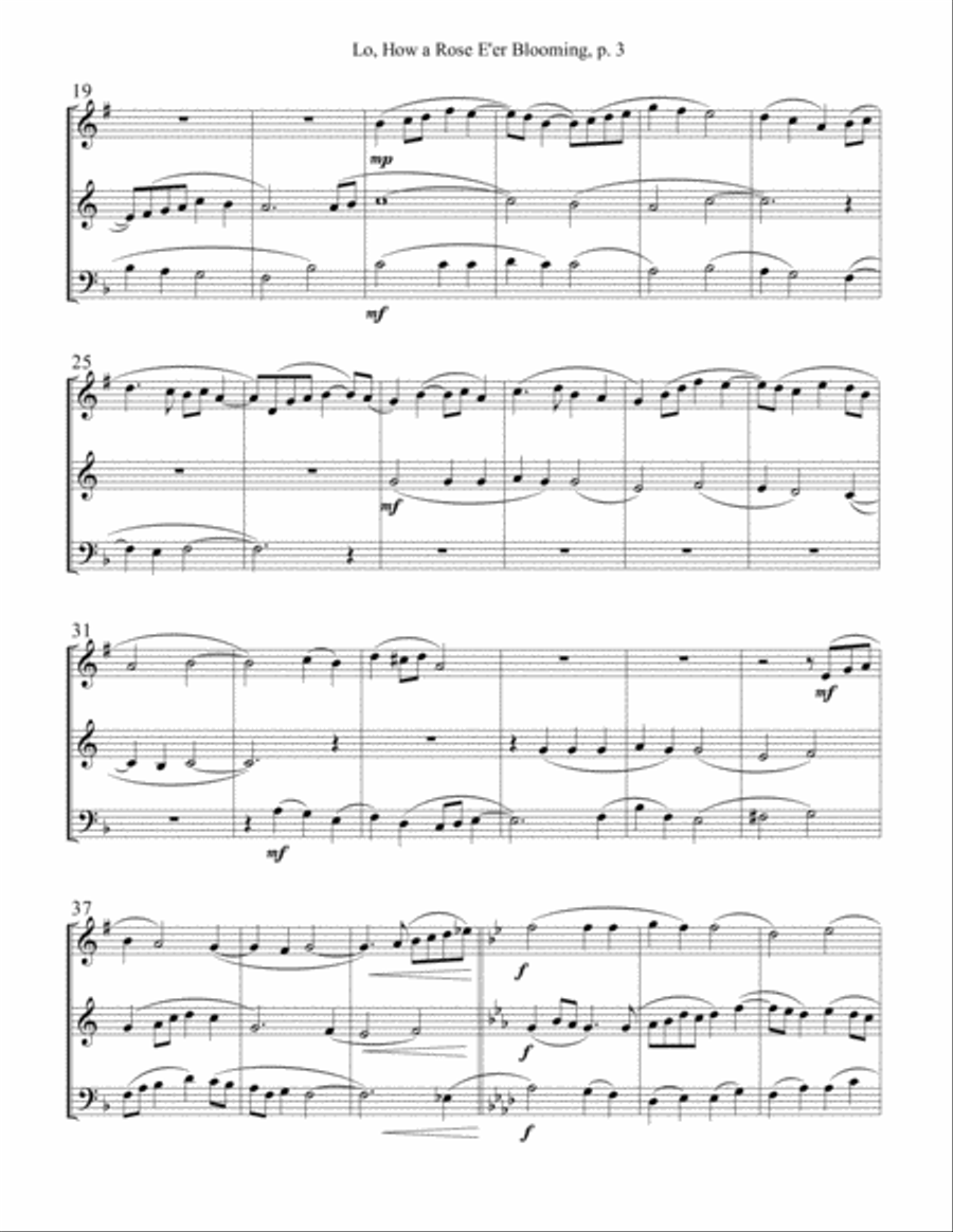 Lo, How a Rose E're Blooming - Brass Trio Brass Trio scores gallery preview page 3