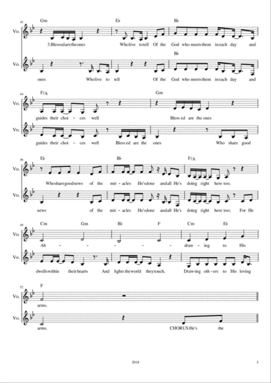 Blessed are the Ones - alto/baritone vocal duet (lead sheet) Vocal Duet scores gallery preview page 3