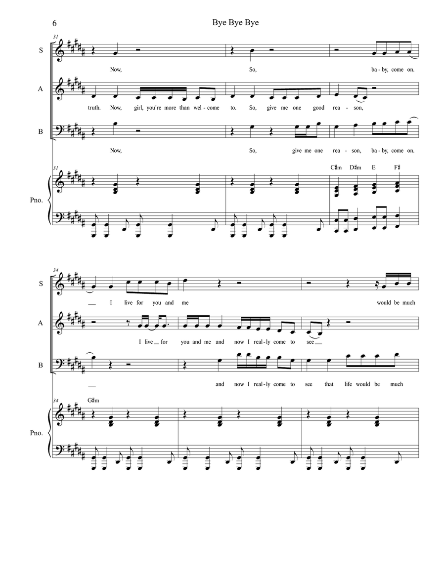 Bye Bye Bye 3-Part scores gallery preview page 6