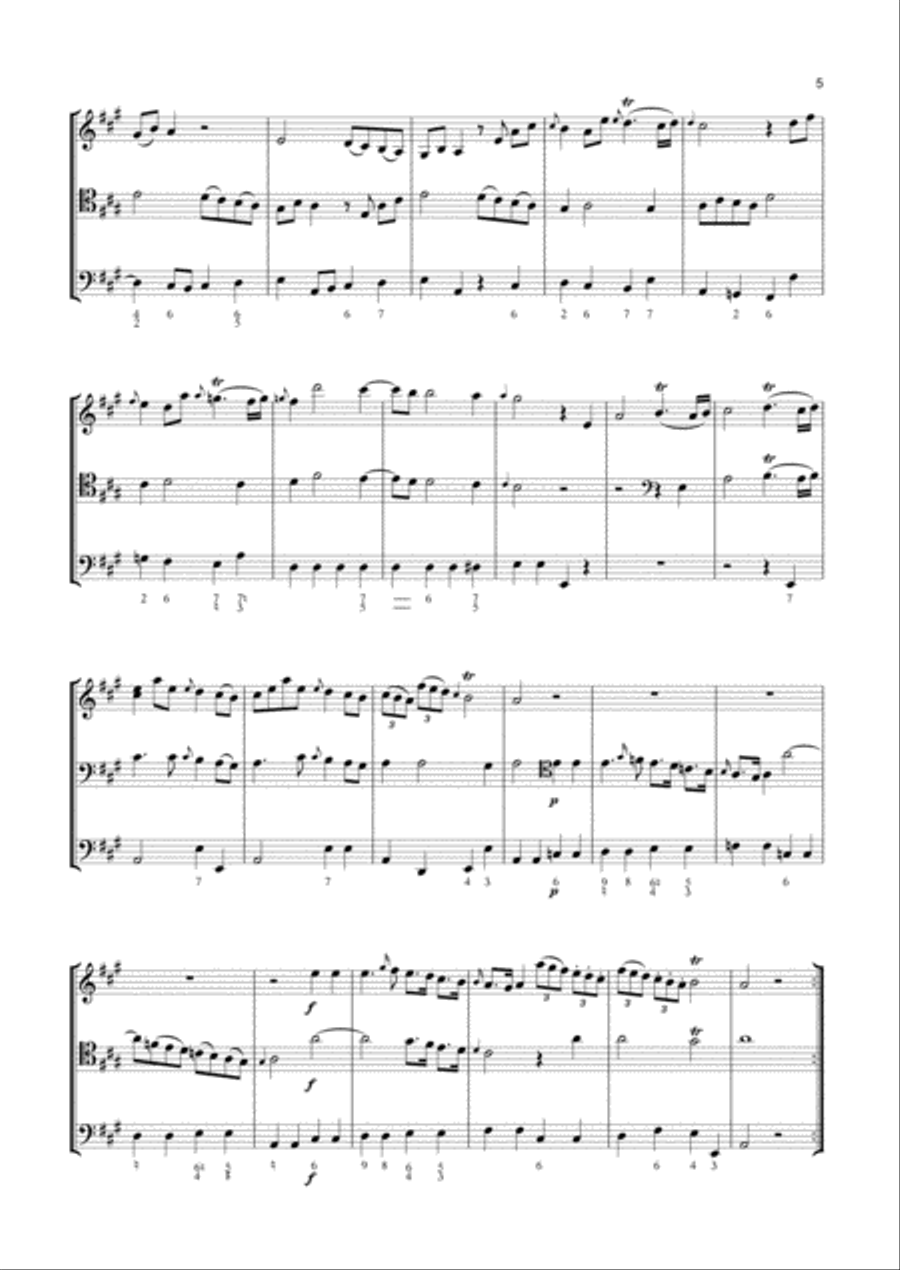 Abel - 6 Trio Sonatas for a violin, violoncello, with thorough base for the harpsichord, WK 86-91 ; Small Ensemble scores gallery preview page 5