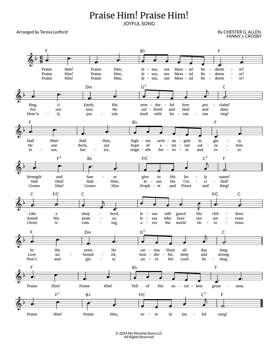 Praise Him! Praise Him! Piano Solo scores gallery preview page 1