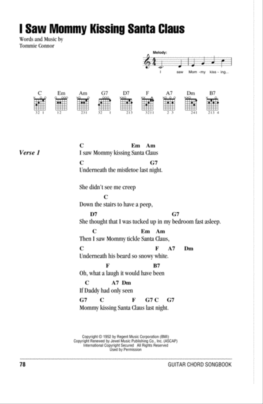 I Saw Mommy Kissing Santa Claus Easy Guitar scores gallery preview page 1
