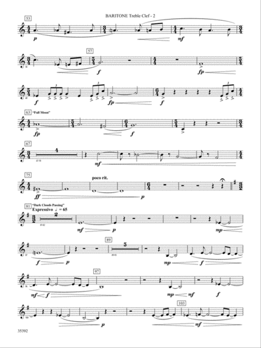 Moon Phases 81: (World Part) Baritone T.C. Concert Band scores gallery preview page 2