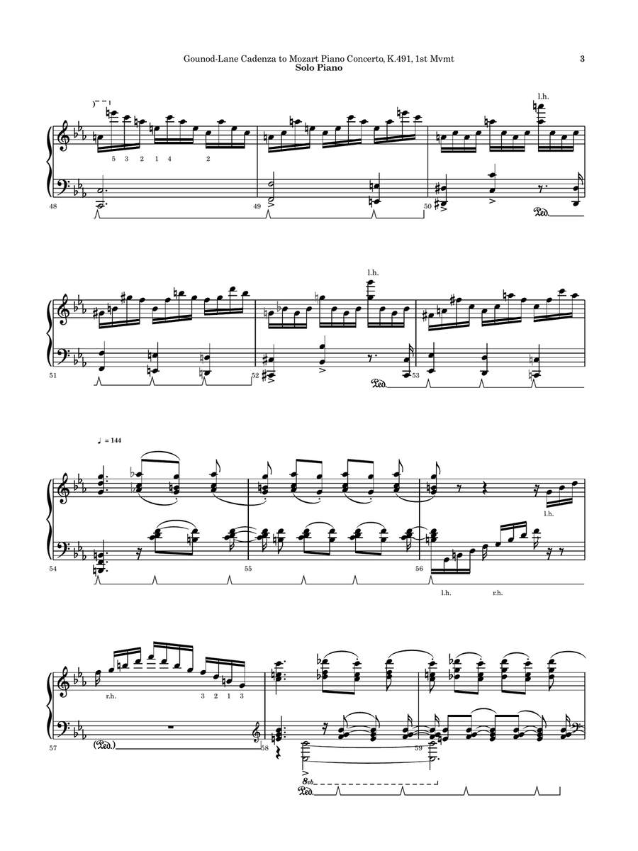 Cadenzas to Mozart Piano Concerto, K.491, Op. 42 Piano Solo scores gallery preview page 3