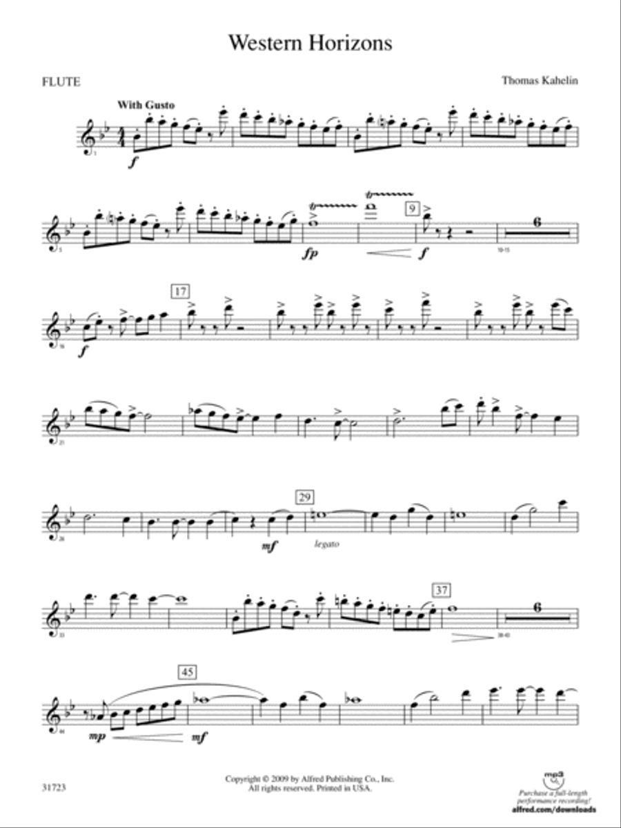 Western Horizons: Flute Concert Band scores gallery preview page 1