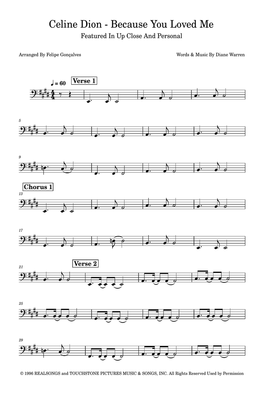 Because You Loved Me Acoustic Guitar scores gallery preview page 1