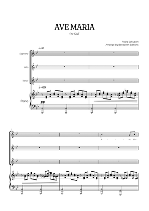 Schubert Ave Maria • SAT choir sheet music with piano accompaniment