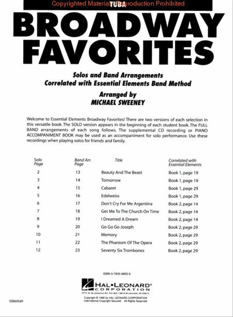 Essential Elements Broadway Favorites Concert Band Methods scores gallery preview page 2