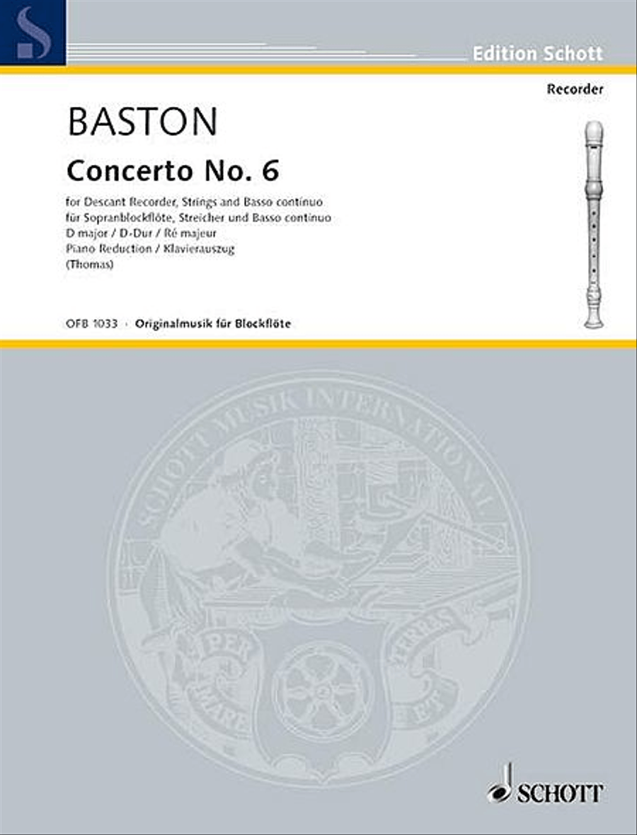 Concerto No. 6 in D Major Recorder scores gallery preview page 1