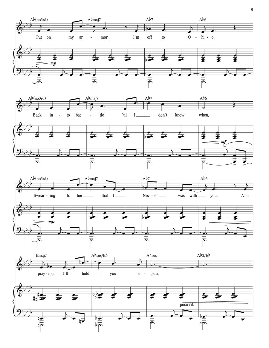 Nobody Needs To Know (from The Last 5 Years) Piano, Vocal, Guitar scores gallery preview page 5