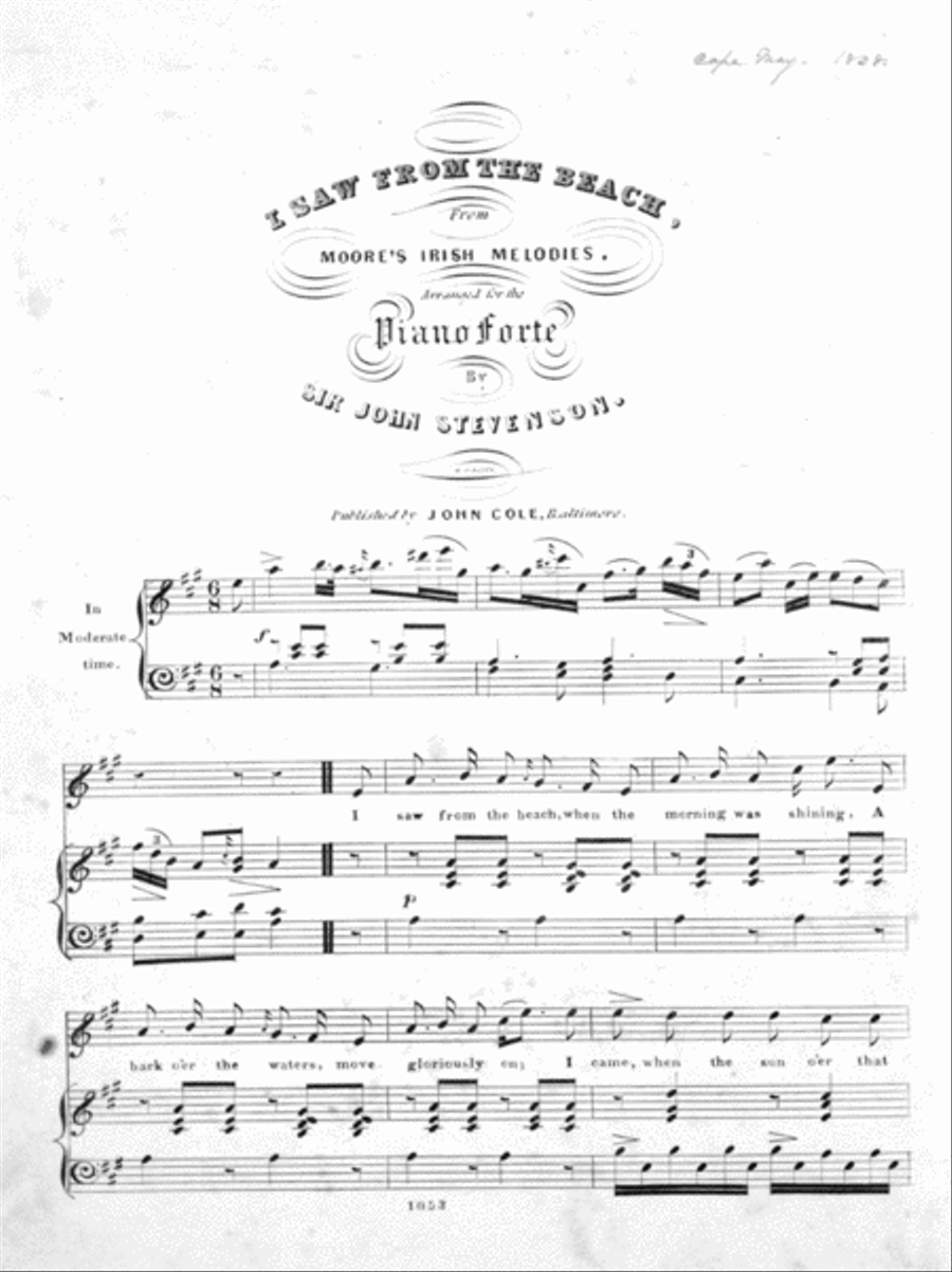 I Saw From The Beach, From Moore's Irish Melodies Voice scores gallery preview page 1