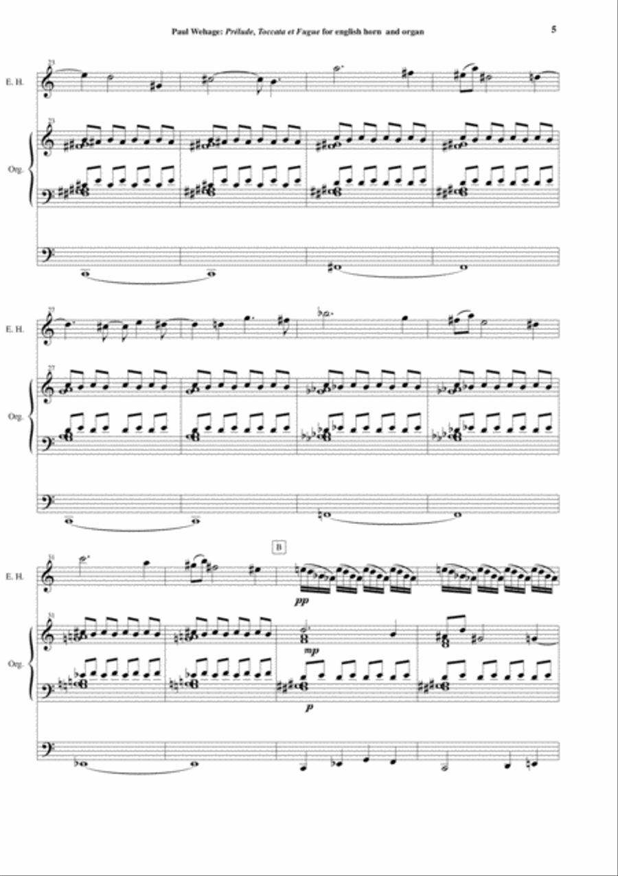 Paul Wehage: Prélude, Toccata et Fugue for english horn and organ English Horn scores gallery preview page 5