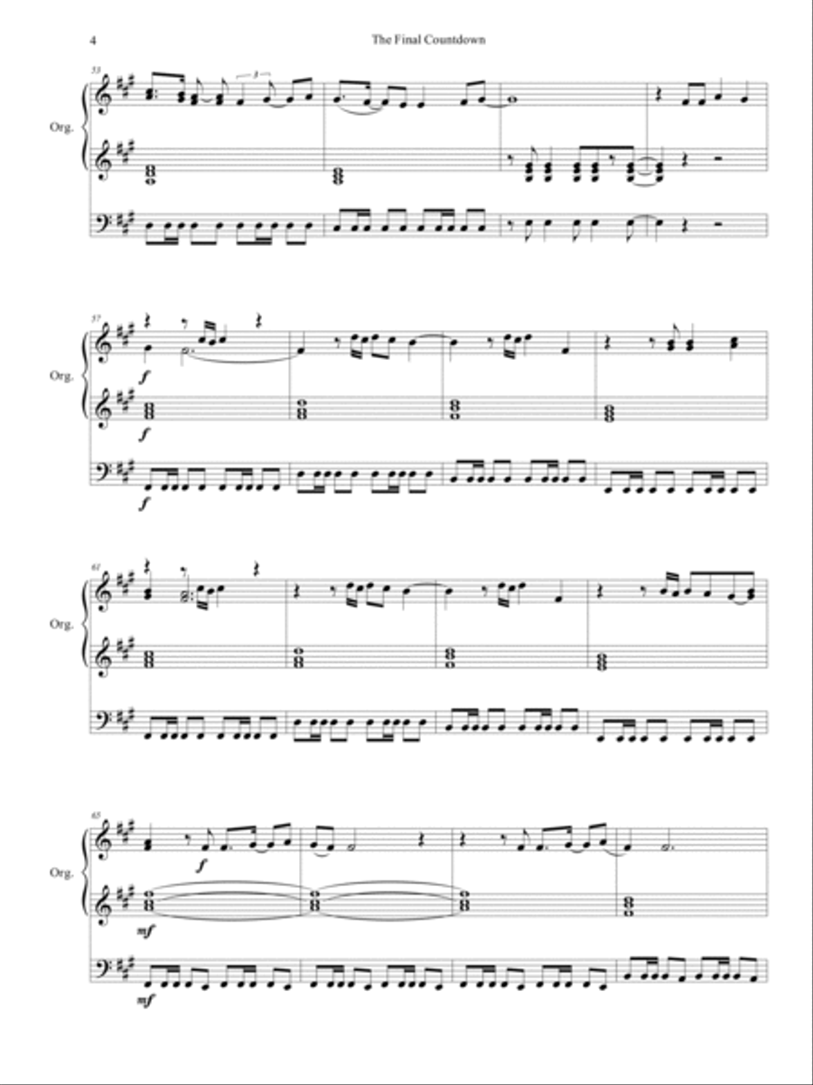 Final Countdown Organ Solo scores gallery preview page 5