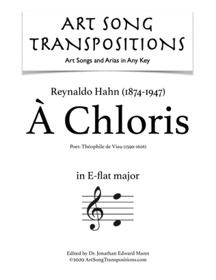 Book cover for HAHN: À Chloris (transposed to E-flat major)