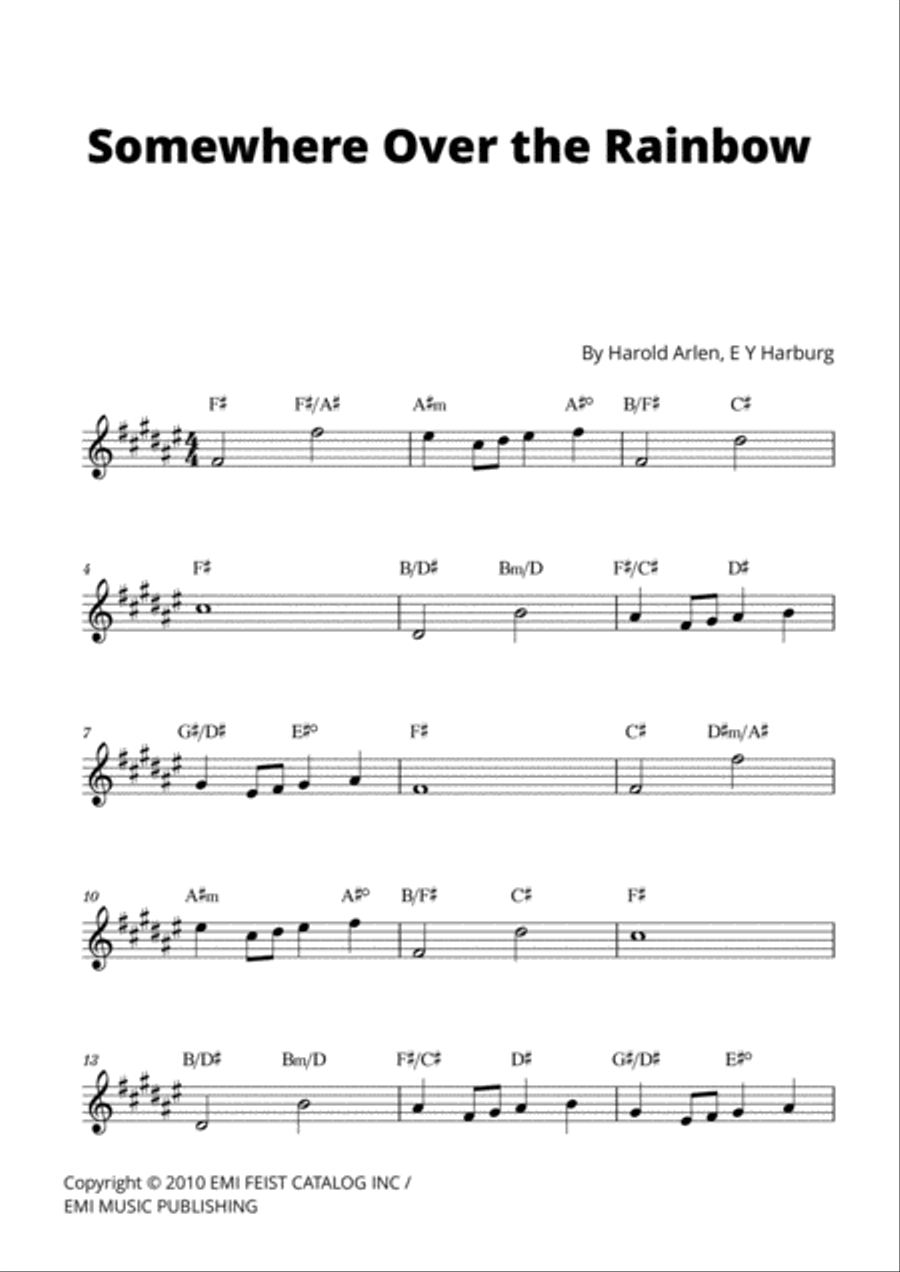 Over The Rainbow Over The Rainbow Voice scores gallery preview page 1
