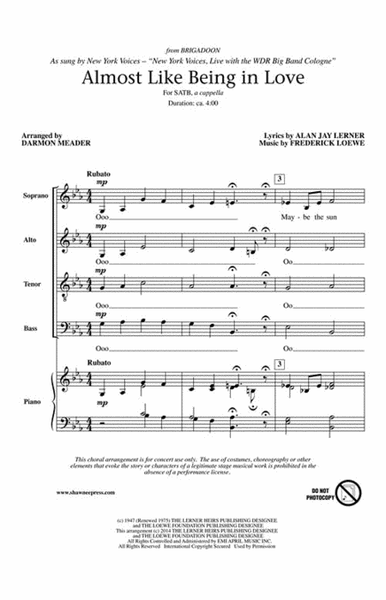 Almost Like Being in Love by Alan Jay Lerner 4-Part - Sheet Music