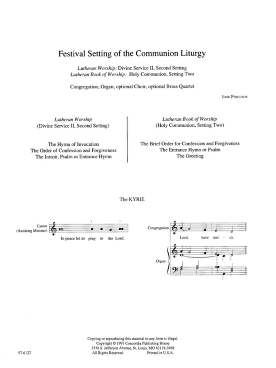 Festival Setting of the Communion Liturgy (Full Score) (Ferguson) - LSB Setting 2