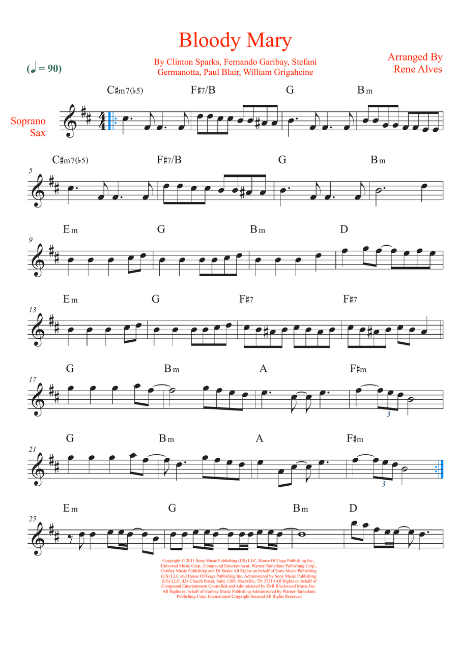 Bloody Mary Soprano Saxophone scores gallery preview page 1