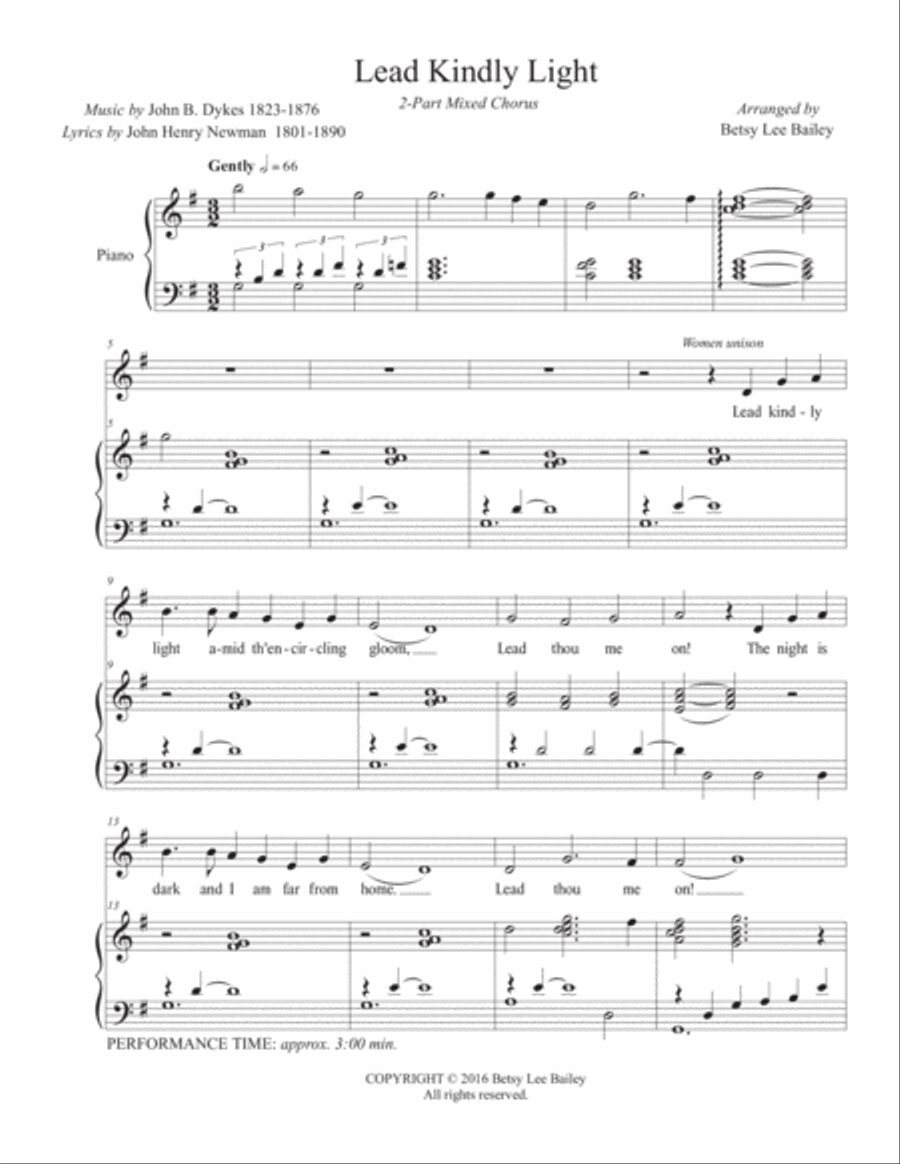 Lead Kindly Light for 2-Part Mixed Chorus and Piano 2-Part scores gallery preview page 2