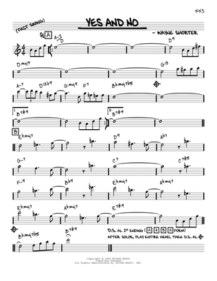 Book cover for Yes And No [Reharmonized version] (arr. Jack Grassel)