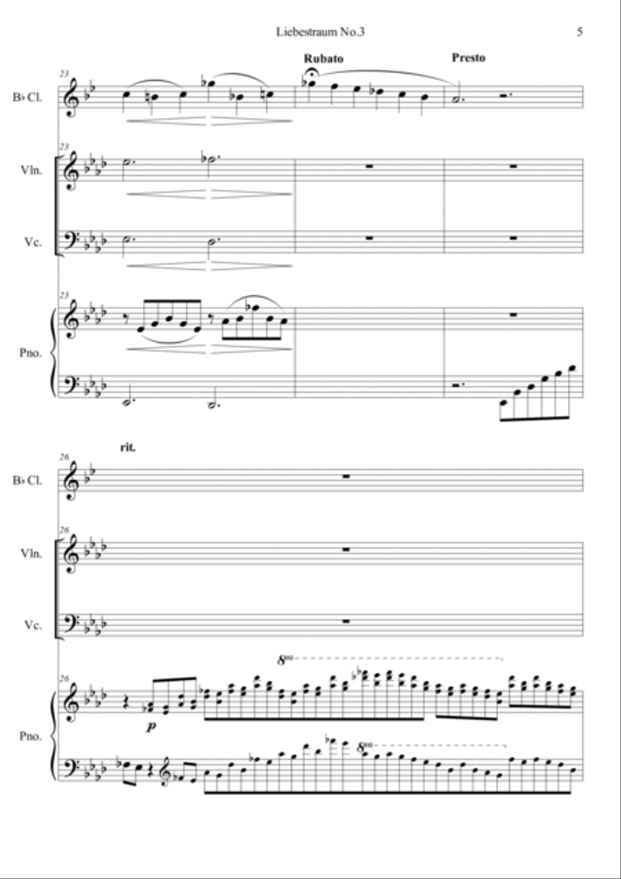 Liebestraum, S.541 No.3 Clarinet scores gallery preview page 5