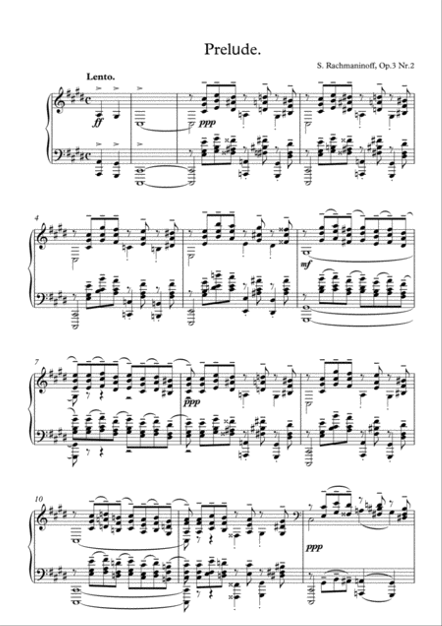 Prelude in C# minor Op.3 No.2 Piano Solo scores gallery preview page 1