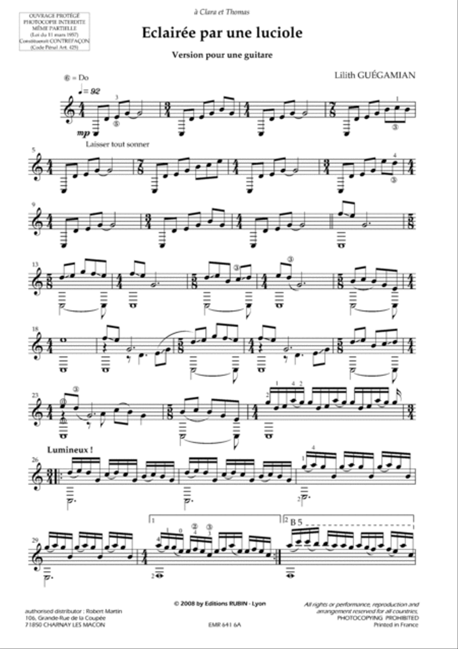 Eclairee par une luciole (sans tablature) Guitar Tablature scores gallery preview page 4