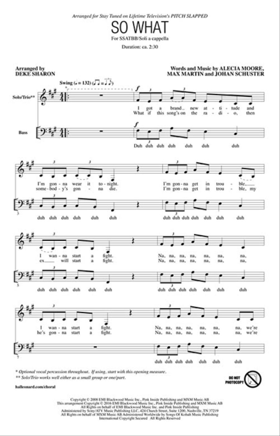 So What So What A Cappella scores gallery preview page 2