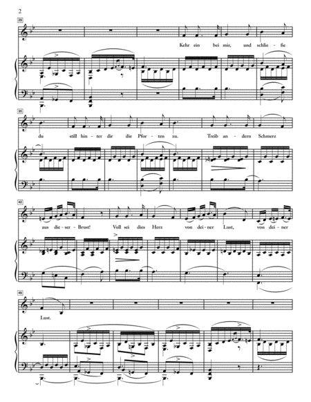 Schubert - Du bist die Ruh for Medium Voice in B-flat Major