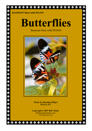 Book cover for Butterflies - Bassoon Duet with Piano Accompaniment Score and Parts PDF