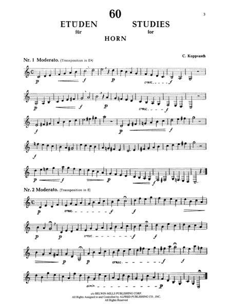 60 Selected Studies by C. Kopprasch Horn Solo - Sheet Music