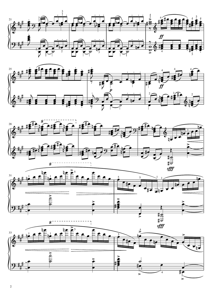 Rachmaninoff - Morceaux de fantaisie, Polichinelle, Op.3 No.4 - Original With Fingering Piano Solo scores gallery preview page 2