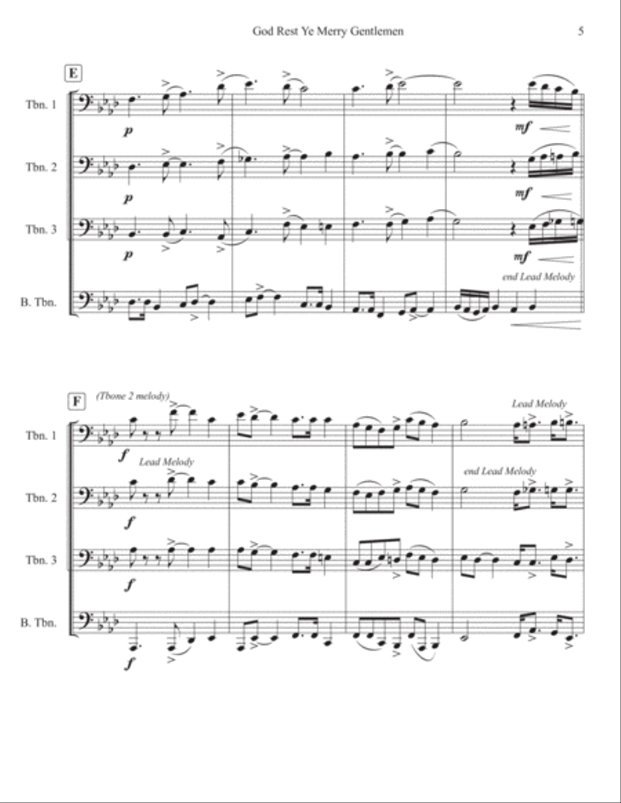 God Rest Ye Merry Gentlemen for Swinging' Trombones (Fmin) Small Ensemble scores gallery preview page 5