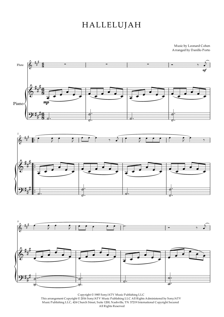 Hallelujah Flute Solo scores gallery preview page 1