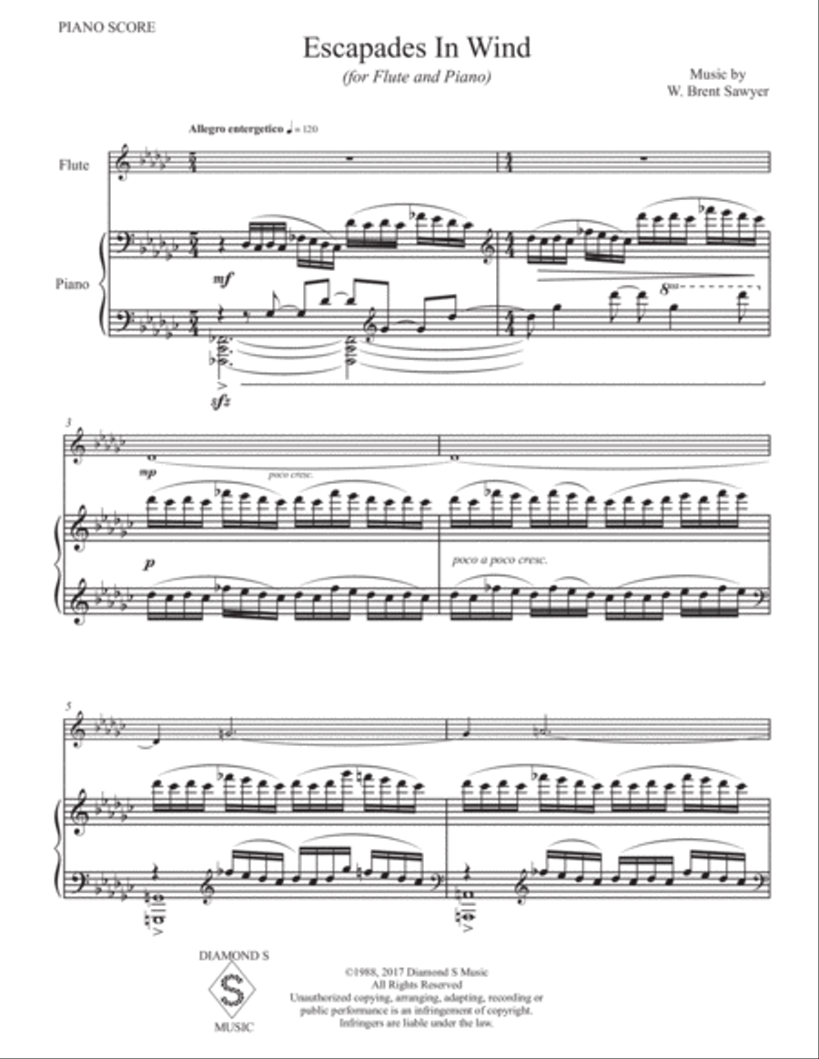 Escapades In Wind - Duet for Flute and Piano - Advanced Level Woodwind Duet scores gallery preview page 4