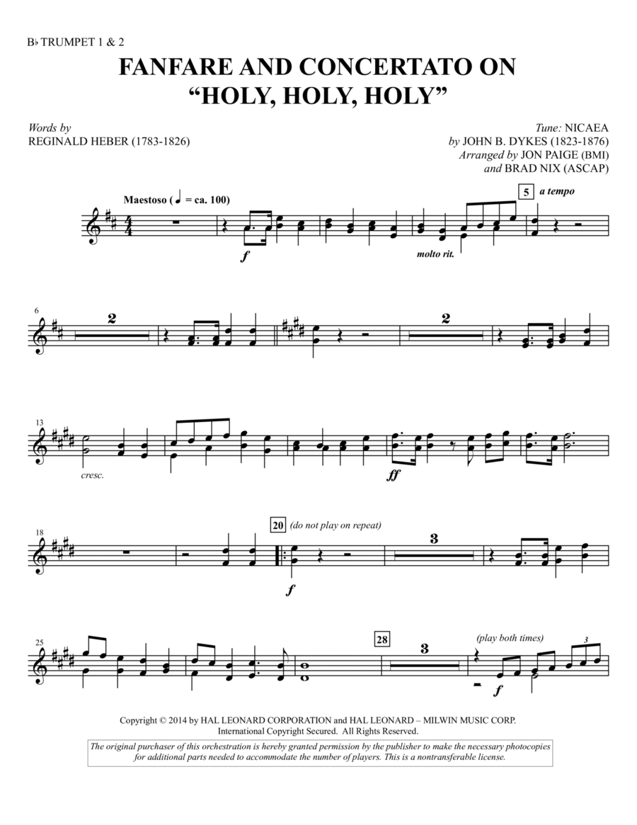 Fanfare and Concertato on "Holy, Holy, Holy" - Bb Trumpet 1,2