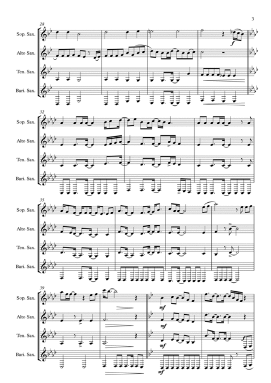 I Am Woman Saxophone Quartet scores gallery preview page 3