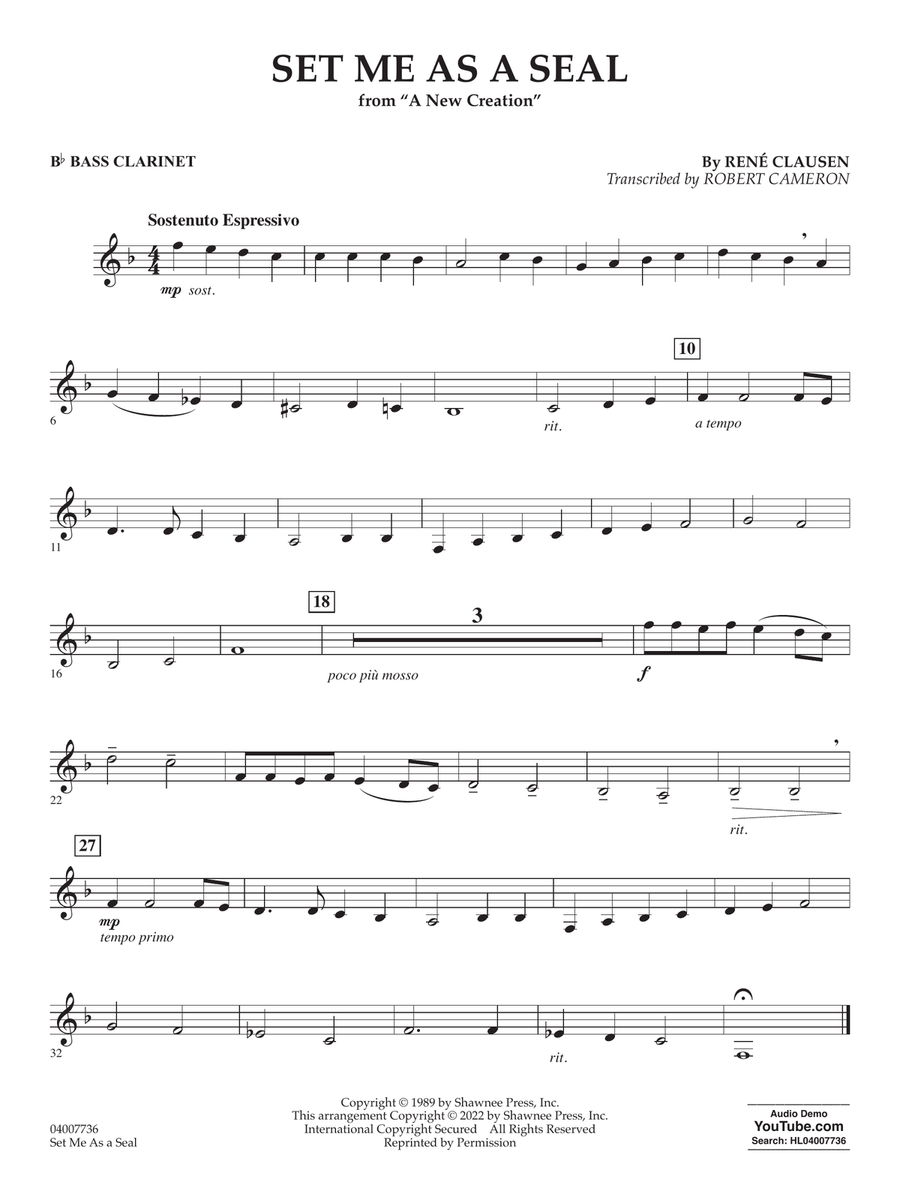 Set Me as a Seal (arr. Robert C. Cameron) - Bb Bass Clarinet Concert Band scores gallery preview page 1