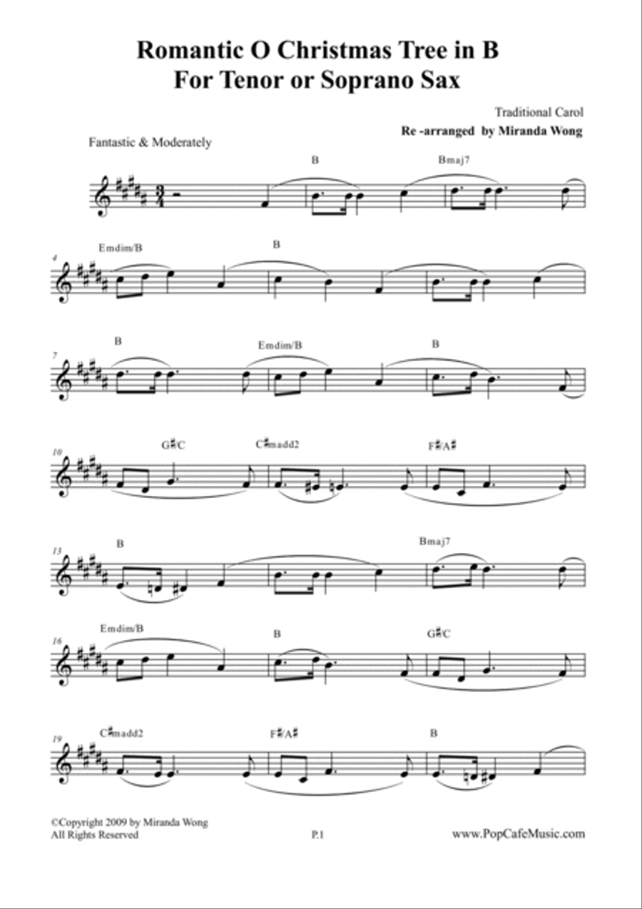O Christmas Tree - Alto + Tenor Saxophone + Concert Key Tenor Saxophone scores gallery preview page 4