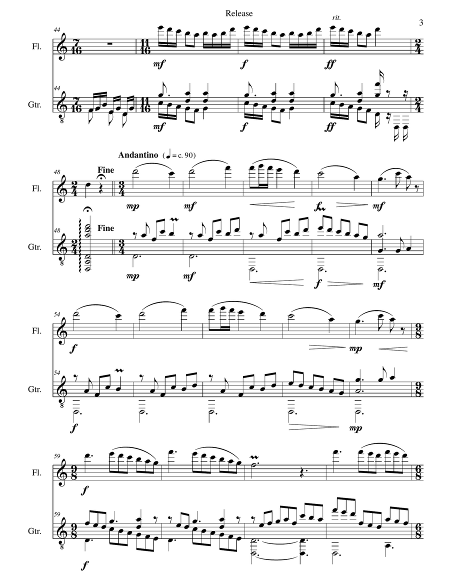 Release (O quid solutis est beatius curis) for flute and guitar Release (O quid solutis est beatius curis) for flute and guitar Flute scores gallery preview page 3