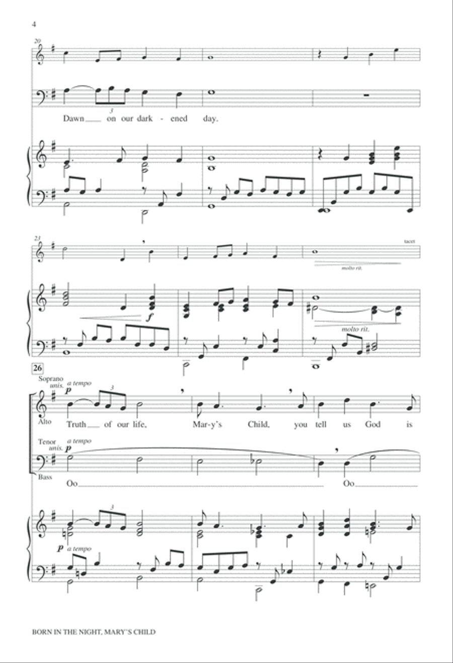 Born in the Night Mary's Child 4-Part scores gallery preview page 5