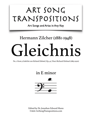 ZILCHER: Gleichnis, Op. 41 no. 2 (transposed to E minor, bass clef)