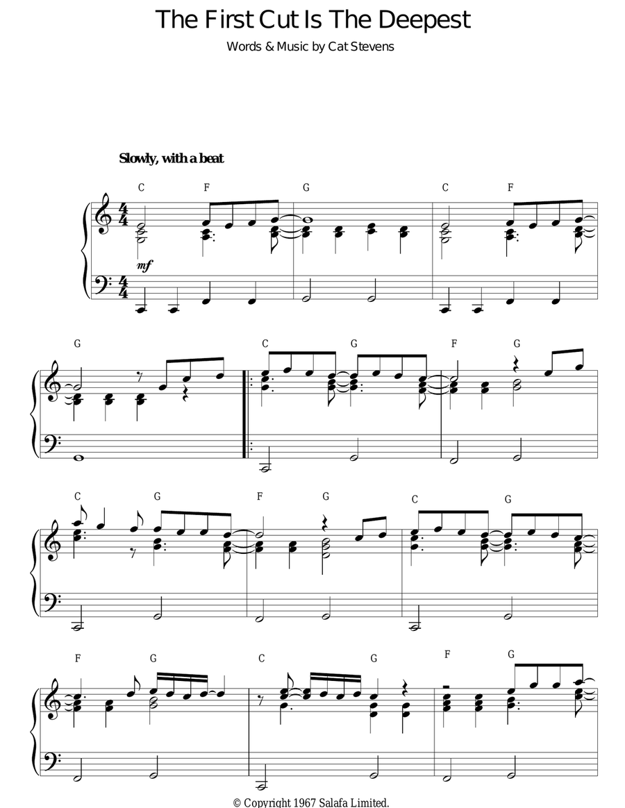 The First Cut Is The Deepest Piano Solo scores gallery preview page 1