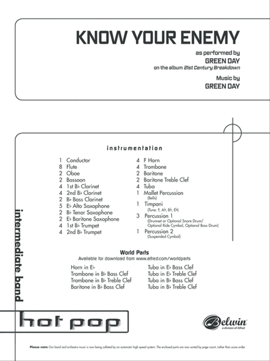 Know Your Enemy: Score Know Your Enemy: Score Concert Band scores gallery preview page 1