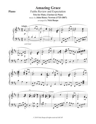 Amazing Grace (Trio - Flute, Clarinet & Piano) Piano part