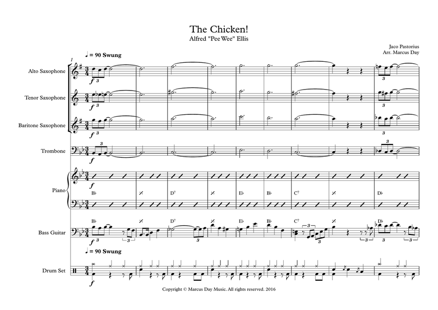 The Chicken with Soul Intro - Jaco Pastorius Jazz Ensemble scores gallery preview page 1