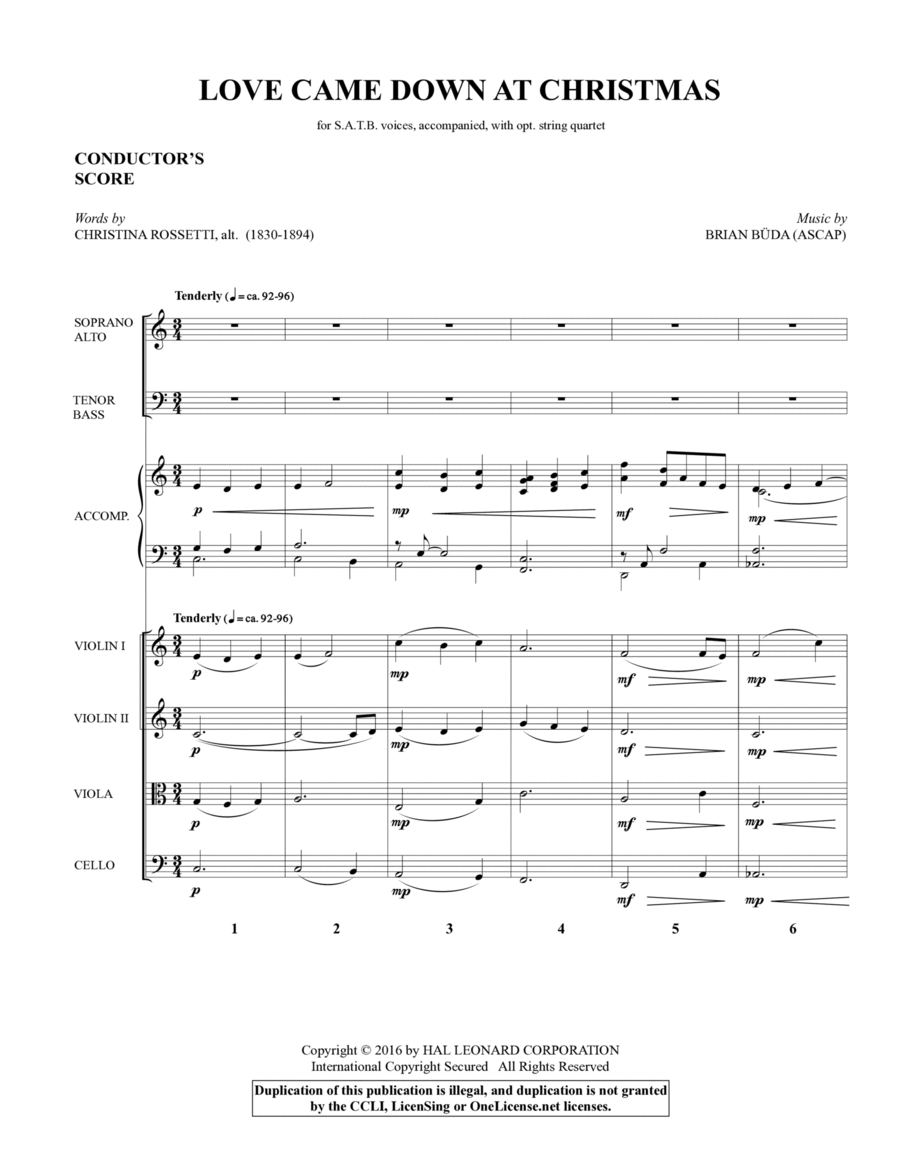 Love Came Down at Christmas - Full Score Choir scores gallery preview page 1