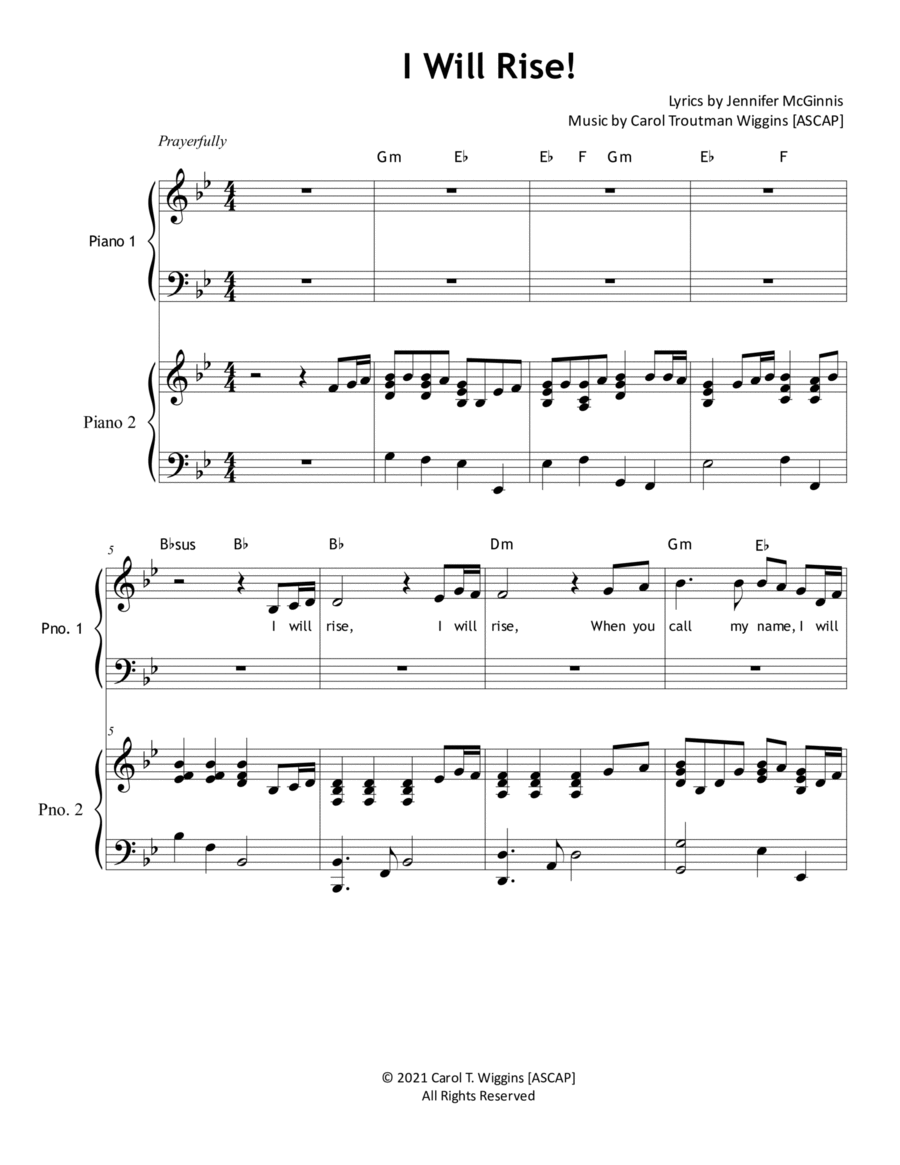 I Will Rise (Vocal Solo) Unison Choir scores gallery preview page 1