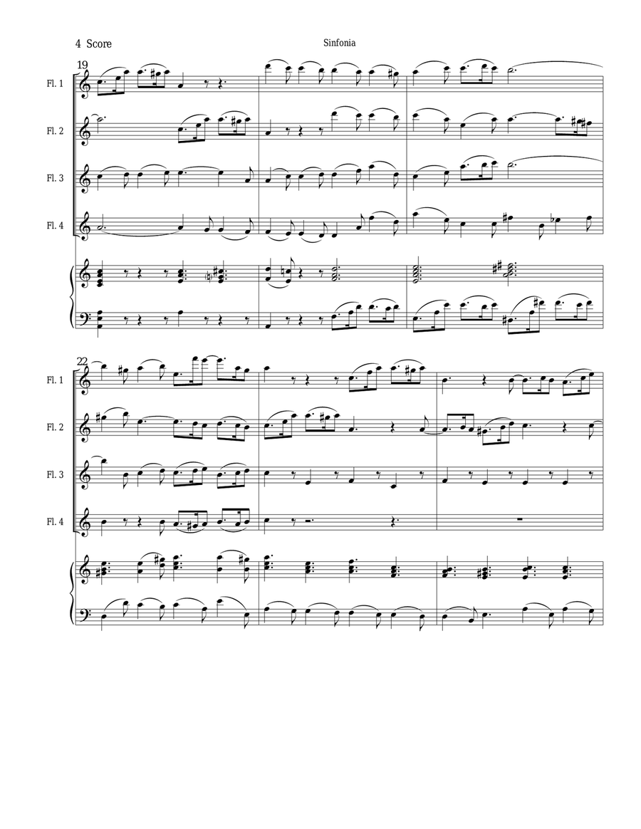 Sinfonia from Bach's Christmas Oratorio for flute quartet Flute Quartet scores gallery preview page 4