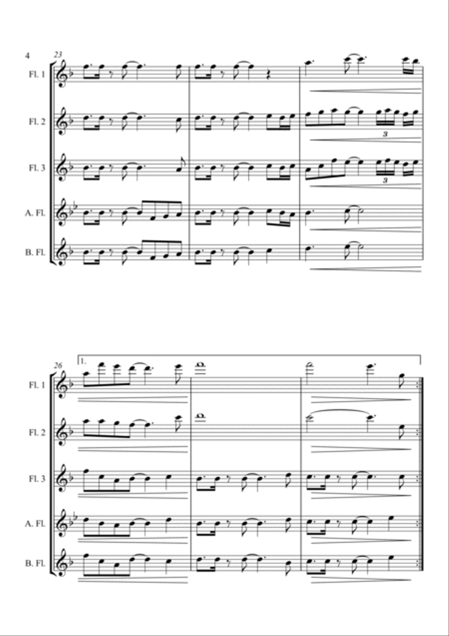Tribute - for Flute Choir Woodwind Quintet scores gallery preview page 4